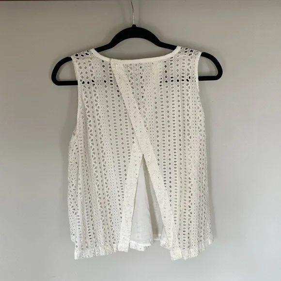 MADEWELL White Eyelet Open Back Swing Top - Picture 2 of 9